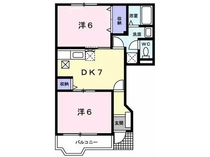 プリムローズ(2DK/1階)の間取り写真