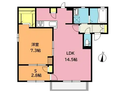ポワール(1SLDK/1階)の間取り写真