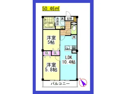 SR LAPIN湘南(2LDK/4階)の間取り写真