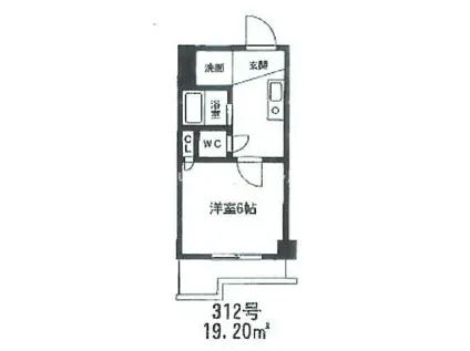 ホワイトマンション西新(1K/3階)の間取り写真