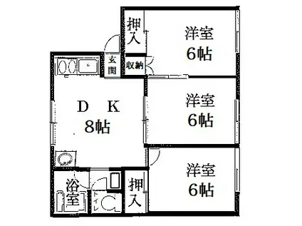 ハイツ宇野(3DK/1階)の間取り写真
