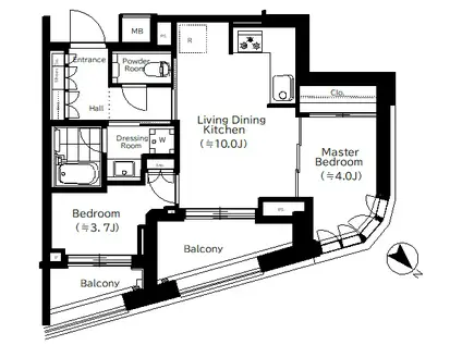 パークコート恵比寿(2LDK/6階)の間取り写真