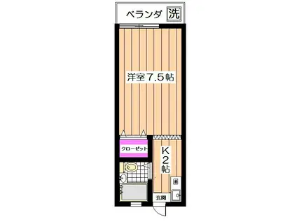 コーポオカモト(1K/2階)の間取り写真
