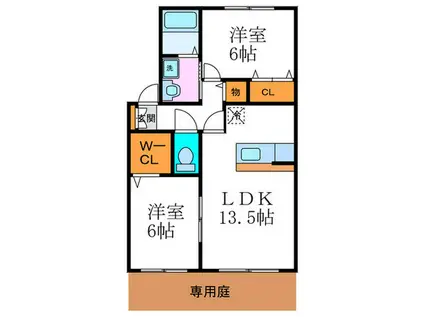 セジュールMARUTO(2LDK/1階)の間取り写真