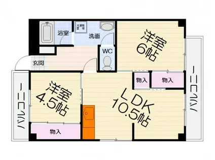 OLIVE MANSION(2LDK/4階)の間取り写真