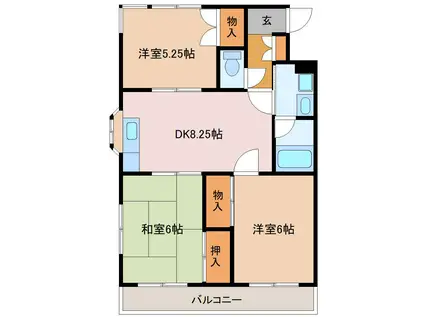 セントラルヴィレッジ(3DK/1階)の間取り写真