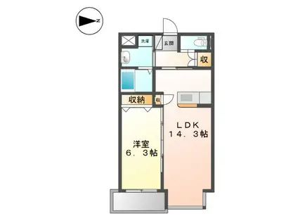 メゾン・ド・ミレ・オ(1LDK/1階)の間取り写真