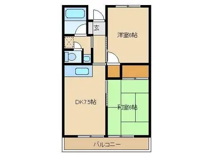 サンパレス多摩B(2DK/2階)の間取り写真