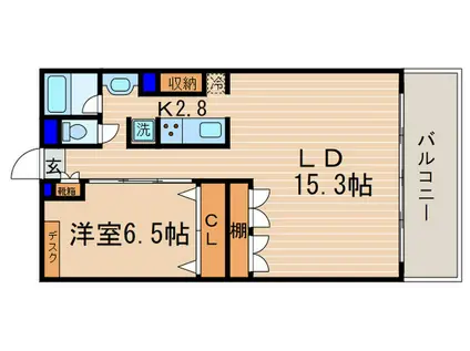 ステラ御幸町(1LDK/4階)の間取り写真