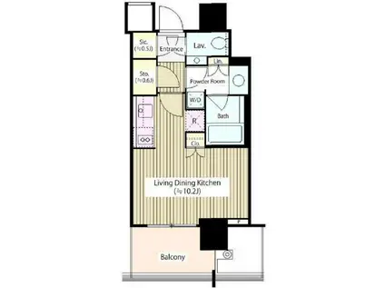 THE ROPPONGI TOKYO CLUB RESIDENCE(ワンルーム/12階)の間取り写真