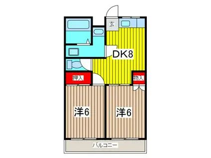 アーバンハイツわらび(2DK/3階)の間取り写真