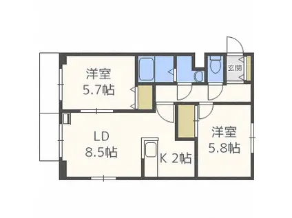 ヘルム21(2LDK/4階)の間取り写真