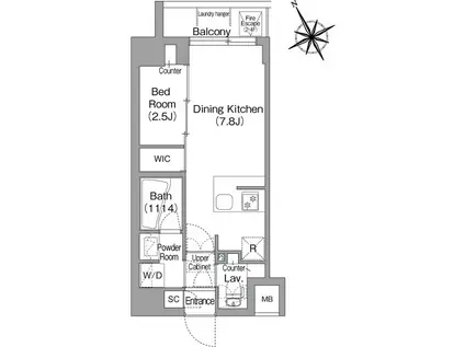 コンフォリア・リヴ平井MUTIO(1DK/5階)の間取り写真