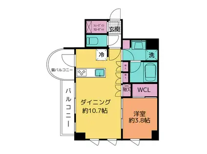 GRACIA FIT 三ツ境(1LDK/5階)の間取り写真