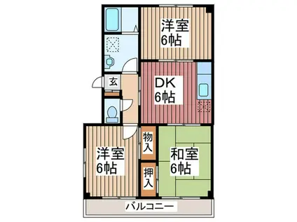 サンシードB棟(3DK/3階)の間取り写真