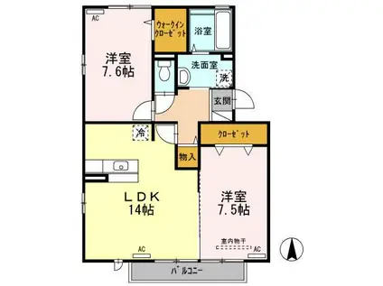エクセル III(2LDK/1階)の間取り写真