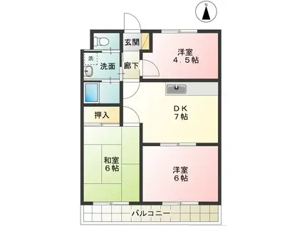 ハイネス大沢(3DK/3階)の間取り写真