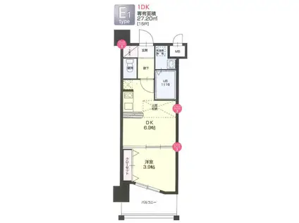 NO.66 ORIENTBLD(1DK/10階)の間取り写真