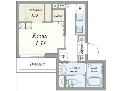 ICONIC SOKA(1SK/2階)の間取り写真