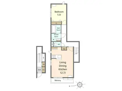 WINGIII(1LDK/2階)の間取り写真