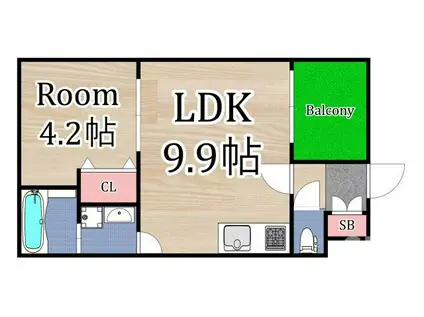 MARK VILLA 放出(1LDK/3階)の間取り写真