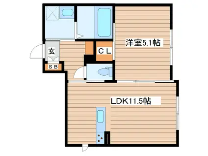 シャーメゾン東仙台(1LDK/1階)の間取り写真