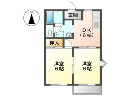 カメリア A棟(2DK/2階)の間取り写真