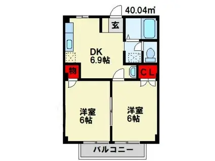 パレスサンノゼ(2DK/2階)の間取り写真