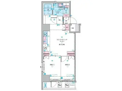 GENOVIA浅草IV SKYGARDEN(2LDK/7階)の間取り写真