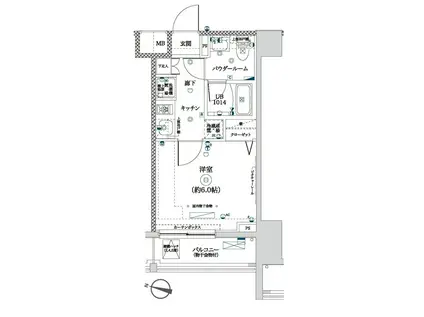 ラドゥセール吉野町(1K/7階)の間取り写真