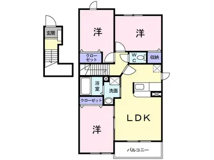 サニー フォレストA(3LDK/2階)の間取り写真