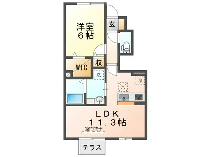 クレールわかば(1LDK/1階)の間取り写真
