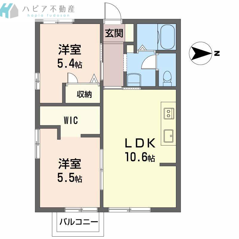 ディアス 山本(2LDK/1階)の間取り写真