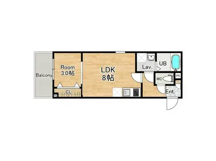 アストラ キシベ(1LDK/1階)の間取り写真