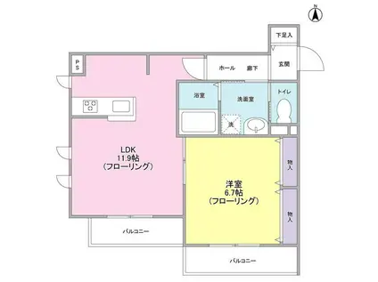 ヴィヴェール笹塚(1LDK/2階)の間取り写真