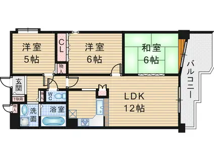 香里グランド日光ハイツ(3LDK/2階)の間取り写真