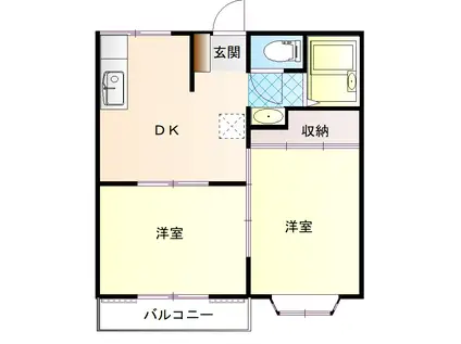 ドリームタウン貢川A(2DK/1階)の間取り写真
