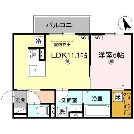 エレガンス ビュー(1LDK/1階)の間取り写真