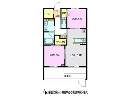 ドミール ソレイユ(2LDK/1階)の間取り写真