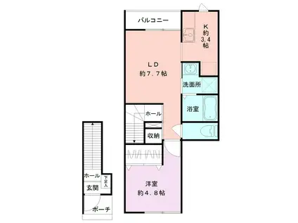 BUENA平島(1LDK/2階)の間取り写真