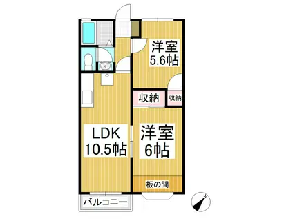 シャトーシャンボール(2LDK/1階)の間取り写真