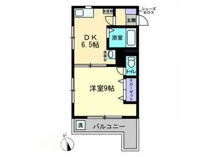 宮脇第8マンション(1DK/1階)の間取り写真