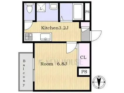 キュロコ神楽坂(1K/2階)の間取り写真