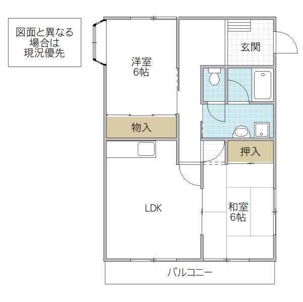 ロイヤルコート千波(2LDK/2階)の間取り写真