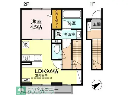 シンボルバーム・ラオム(1LDK/2階)の間取り写真