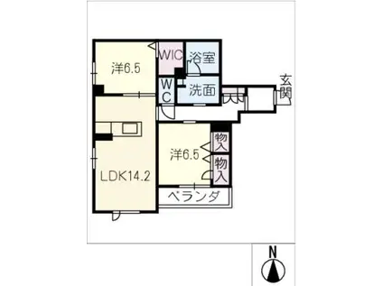 地下鉄名城線 上前津駅 徒歩7分 4階建 築1年(2LDK/4階)の間取り写真