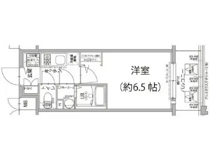 エスリード大阪プライムゲート(1K/2階)の間取り写真