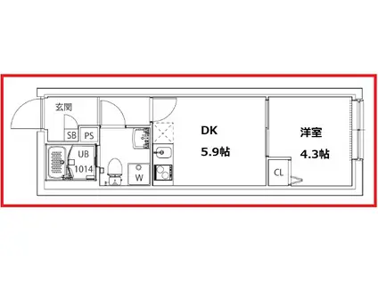 マキシヴシティ堀切リバーサイド(1DK/4階)の間取り写真