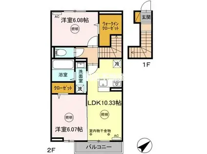 REPOS(2LDK/2階)の間取り写真