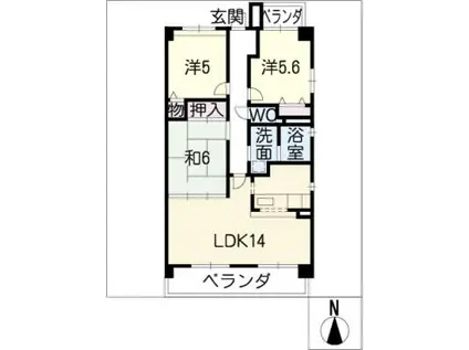 サニーコート小田井(3LDK/1階)の間取り写真
